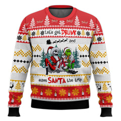 Budweiser Let’s Get Drunk And Save Santa The Trip Ugly Sweater