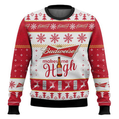 Budweiser Makes Me High – Custom Name Ugly Sweater