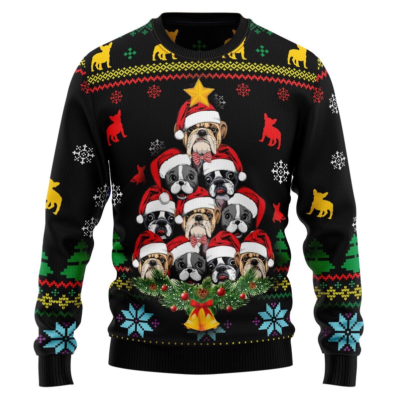 Bulldog Christmas Tree Sweater Ugly Sweater