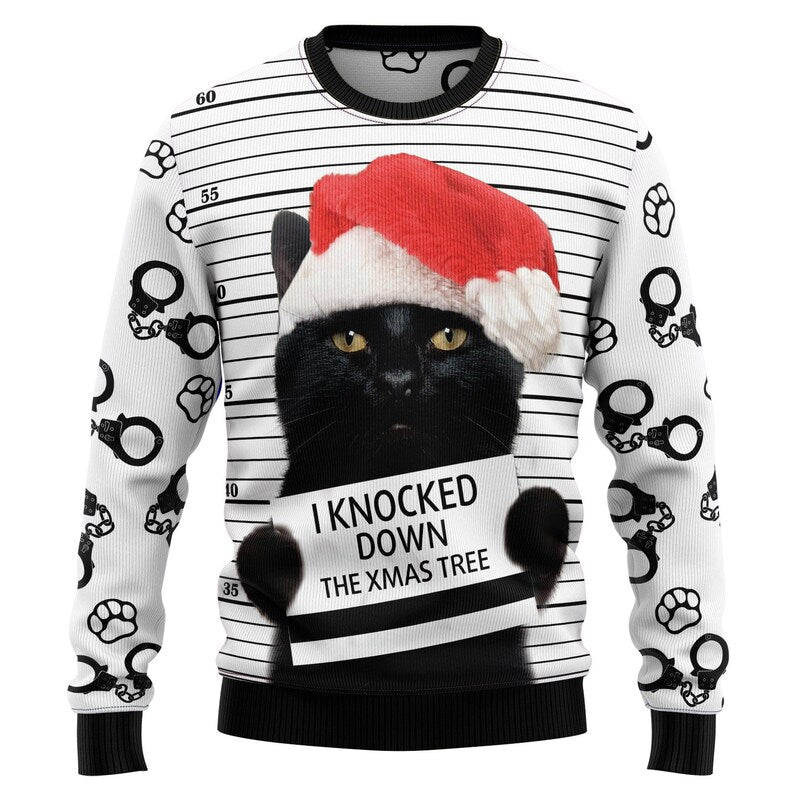 Cat Mugshot Design Ugly Sweater