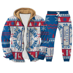 Deep Blue Ugly Zip Hoodie & Sweatpant Set
