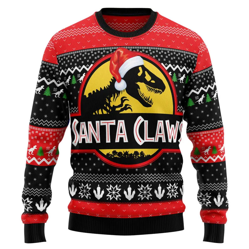 Dinosaur Christmas Ugly Sweater