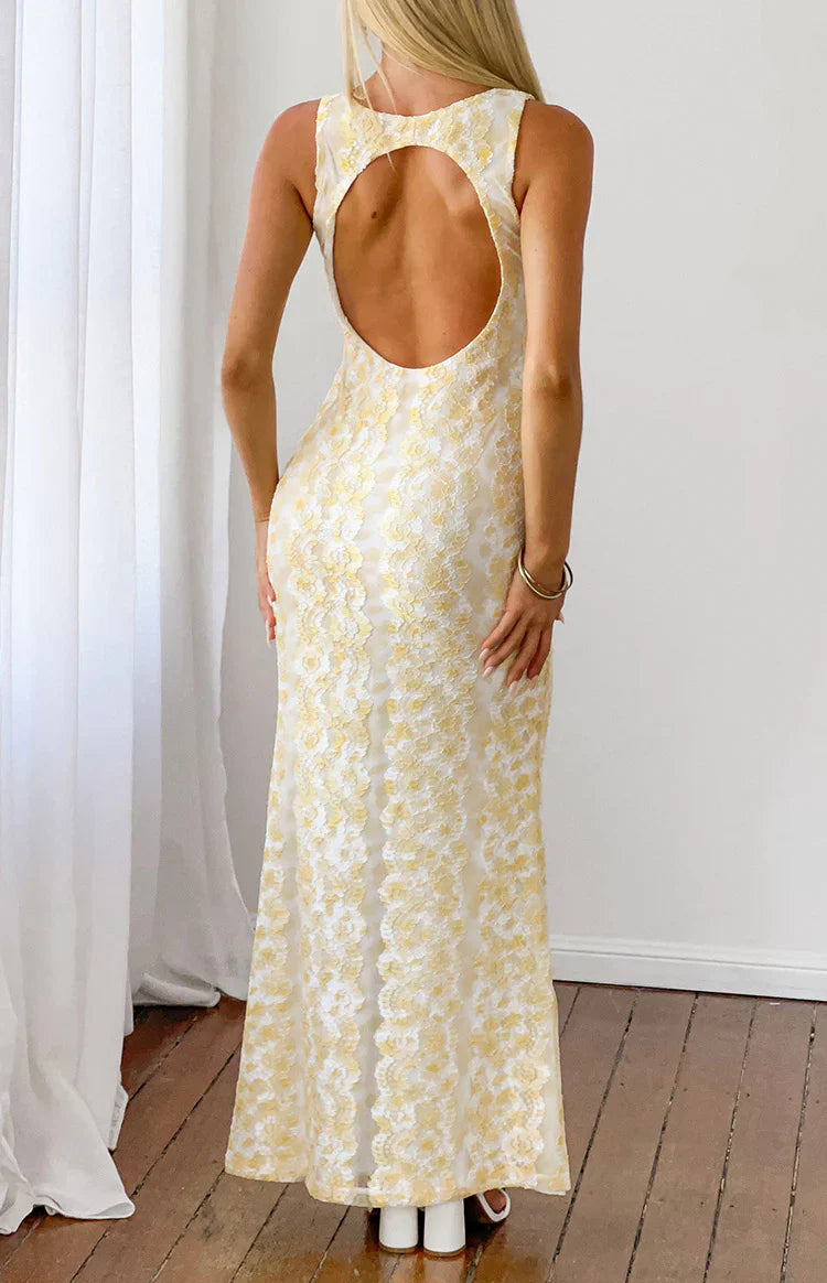 Yellow Lace Maxi Dress