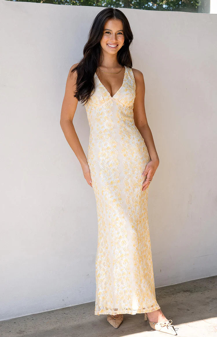 Yellow Lace Maxi Dress