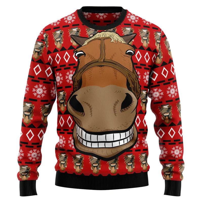 Funny Horse Big Smile Face Ugly Sweater