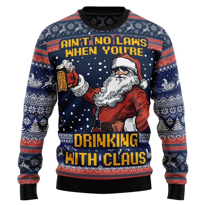 Funny Santa Beer Ugly Sweater