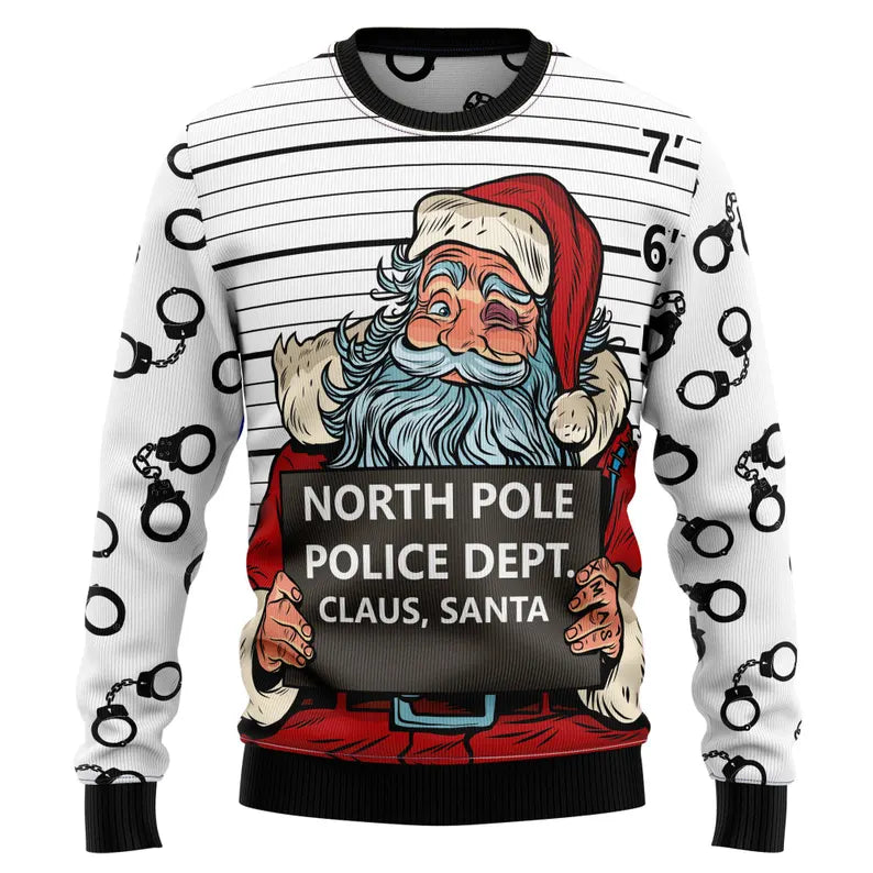 Funny Santa Mugshot Ugly Sweater