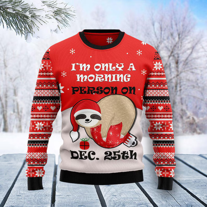 Sloth Morning Person Ugly Sweater